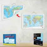 GO WOO WORLD POLITICAL - MAP PRACTICE BOOK, BOOK OF OUTLINE MAPS WORLD and 2 IN 1 WORLD POLITICAL AND PHYSICAL MAP IN HINDI | Set of 2 books and 1 chart