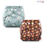 POPOK Reusable Cloth Diapers Combo Pack of 2 with 2 inserts, Size S (0-6 months)