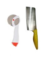 Blue Wonder Stainless Steel Apex Pizza Cutter With Wooden Handle Meat Chapper and (Multicolour, Pack of 2)