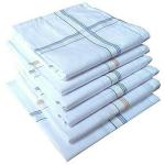 Akin 100% Cotton Handkerchiefs in White with Colorful Stripes For Men - Pack of 6