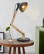 Homesake Wood Metal Desk Lamp, Swing Arm Desk Lamp, Adjustable Architect Study Table Lamp, Reading Lamp for Home, Office, Multi-Joint, Black Finish