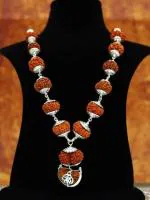 Feel Touch Mart 1 to 21 Mukhi 1 to 21 Indrakshi Indrani 1 to 21 Beautiful Rudraksha Mala Original Nepal Silver Pendant 1to21 Mukh Rudraksha Jaap Mala For Men & Women With Gauri Shankar & Ganesha Certified