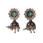 Priyansh Enterprise Handmade Green Brass Traditional Earrings For Parties, Festivals For Women