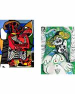 DECOR ADVENTURES Le Baiser The Kiss and Kiss by Pablo Picasso Wall Painting 16 x 21 inch (Pack of 2)