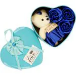 Sigaram Blue Color Rose Bear Heart Box for Valentine'sday K3774 Decorative Showpiece - 11 cm (Metal, Blue)