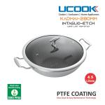 UCOOK Triply Stainless Steel Etched Finish Non-Stick Induction Kadhai with Glass Lid 4.5 L