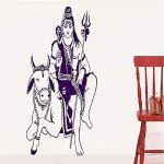 Asmi Collections 90 cm God Shiva with Nandi Wall sticker-Blue Self Adhesive Sticker (Pack of 1) | Wall Sticker | waterproof wall sticker