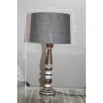 ZARA WOODEN HANDICRAFTS Mango Wooden Handcarved Floral Design Antique Finish Grey Shade Decorative Lamp Study Lamp (60 cm, Multicolor)