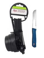 URBAN BUY Plastic 8 Pieces Measuring Cups and Spoon Set With Kitchen Vegetables Cutting Knife Chalu and (Multicolour & Pack of 2).