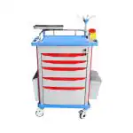 Inaithiram ABSCCT5PUC ABS Crash Cart Trolley, Made of Aluminium Steel and ABS Plastic, 360 Degree Swivel PU Castor Wheels with Brakes