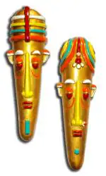 New Life Enterprise Terracotta Handmade Wall Hanging Home decorative Zulu Tribal Decorative Mask Showpiece (30cms, Multicolour)