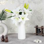Elemntl Artificial White Oriental Lily Flower Sticks (Set Of 3)