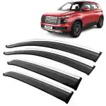 Kingsway Car Wind Deflectors Rain Guard Window Visor for Hyundai Venue 2022, 2023, 2024, 2025 Model, Car Door Visor with SS Lining Online India, Car Sun Shades