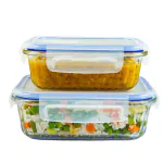 Truly Eco Smart Living Retail Glass Containers with Lid - 370ml, 640ml |Oblong Borosilicate Glass Containers for Kitchen Storage | Microwave & Freezer Safe