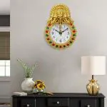 Webelkart Designer Stones Lord Ganesha Plastic Wall Clock for Home/Living Room/Bedroom/Kitchen (PanchmukhiGold)