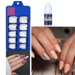 Extraposh 100 Pcs Best French Artificial Fake Nail Extension With 1 Pc Glue White (Pack of 100)
