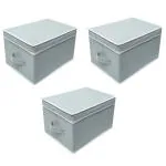 QUAIL Non-Woven Shirt Organizer Stackable With Top Lid Storage Box For Wardrobe Organizer Cloth Box For Closet/Almirah Organizer Cloth Bedroom - Grey Set of 3