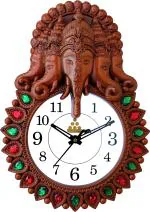 Shrijay Analog 33 cm X 24 cm Wall Clock (Multicolor, With Glass, Standard)