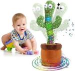 MIMY Cute Singing Talking Recording Dancing Cactus,Squid Toy, Battery Operated Mimicking Toy with LED Light for Home Décor & Funny Babies Interaction Game (Dancing Cactus)