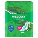 Whisper Ultra Clean Sanitary Napkin with Wings (XL+) 44 pads Green.