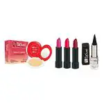 FS ForSure Compact Powder with Primer Effect, Kajal & Matte Forfor Lipstick (Pack of 5) Multicolor