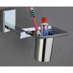 GLOXY Stainless Steel Stand Tooth Brush Holder /Tumbler Holder Stand/Toothpaste Holder/Bathroom Accessories Set-SS304