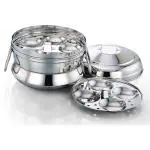 Blu Bel Stainless Steel Idly Panai/Steamer/Maker with 2 Idly Plates Steams 9 Idlies Induction & Standard Idli Maker (2 Plates , 12 Idlis )