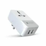 Portronics Adaptor III Dual USB Adapter with 1 AC Power Socket 3.4Amp Total Output (White)