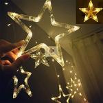 ARTDECOR Polyvinyl Chloride Warm White Stars Curtain String Light