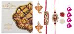 Feastive Celebrations Bikanervala Almond Kaju Pista Baklava With Agage Rakhis, A Pair Of Ganesha Soan, Pooja Rakhi, Kesar And Chawal, 25 Pcs (Set Of 3)