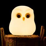 LUXURYTECH Night Lamp for Bedroom, Night Lamp, Birthday Gift for Girls/Boy, Silicone Cute Owl Table Lamp, 7 Colour Changing Light with USB Rechargeable, Diwali Light