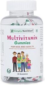 Simply Nutrition Multivitamin Gummies (Vit A, B-complex, C, D 3, E, Folic acid, Biotin & Ca) (30 No) Pack Of 2