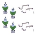 K D ENTERPRISE Green Stainless Steel Curtain Bracket Parda Holder With Support 1 Inch Rod Pocket Finials Door And Window Pack Of 2 Pair