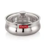 HAZEL Stainless Steel Casserole for Roti With Glass Lid for Serving Hotcase for food serving, 2500 ML, Silver