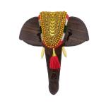 Loyal Craft Handcrafted Rosewood Elephant Head Figurine with Nettipattom Ideal for Home Decor and Gifting - 8 inch