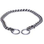 Sage Square Diamond Cut Chrome Plated Steel Choke Chain for Dogs (Medium) - 24 Inch with 2 Metal End Circles for Dog Tags