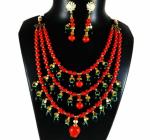 JAYA VISION ENTERPRISES Red & Green Glass Beads Fancy Choker Necklace