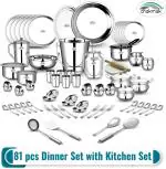Chakmak Silver Heavy Stainless Steel Dinner Set, 81 pcs (CK3015)