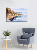 999Store Multicolor Cotton Canvas Varanasi Ghat Abstract Wall Painting 24 Inch X 36 Inch (FLP24360633)