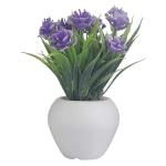 Foliyaj Artificial Mini Plant With Thin Long Leaves And Purple Roses 10 x 10 cm