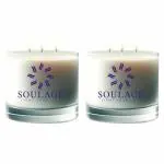 SOULAGE SCENTED SANDALWOOD TRIPLE WICK JAR SOY WAX CANDLE (Set of 2)