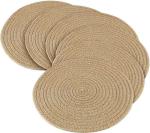 Gratify Beige Cotton Round Braided Washable Placemats, 12 Inch (Pack Of 6 )