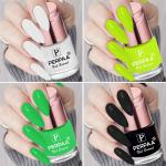 Perpaa Milky White, Neon, Light Green, Powerful Black Nail Polish (Pack Of 4)