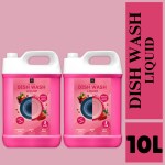 BLISS & BLUSH Dish wash Liquid pink 10Liter with Lemon Fragrance, Grease Cleaner For All Utensils, Dishwashing Liquid