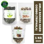 Shudh Online Dry Amla, Baheda, Harad combo (1000g each - 3 Kg), Dried Triphala Raw Digestion, Weight loss