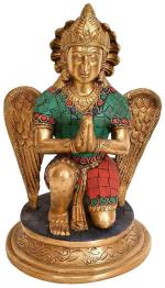 IDOL COLLECTIONS Multicolor Brass Lord Vishnu Vehicle Garuda Idol l GOD IDOLS