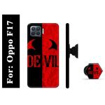 Mobi Elite Devil Printed Hard Back Case with Mobile Holder, Pop socket for Oppo F17