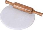 Shopfleet Handcrafted White Marble Chakla Wooden Belan