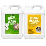 Flisko Dishwash Liquid Gel Green 5L & Yellow 5L Infused with Sweet Orange and Lemon Essential Oil | Biodegradable