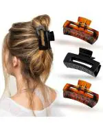 LYTIX Multicolor Plastic Large Size Butterfly Hair Claw Clips for Women (Pack of 3)